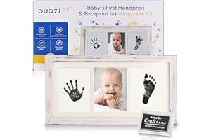 Bubzi Co Baby Handprint Kit & Footprint Photo Frame for Newborn Girls and Boys, Unique Baby Shower Gifts Set for Registry, Memorable Keepsake Decorations for Room Wall or Nursery Decor (White Wash)