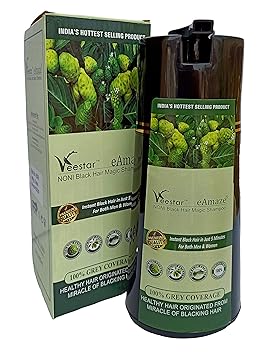 eAmaze NONI Hair Color Shampoo, 400 ml (Natural Black) | Instant Black Hair in Just 5 Minutes | For Both Men & Women