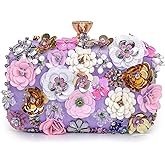 BBTT.ful Women Clutches Flower Evening Handbag Chain Strap Shoulder Bag handbag Wedding bag purse