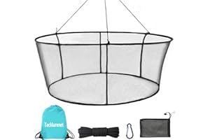 TACKLURENET Foldable Crab and Bait Net,Portable Bridge Pier Net, Foldable Crawfish Net with Soft Steel Hoop Rope for Minnows, Shrimp, Crab