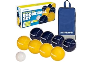 TRIUMPH SPORTS USA Premium 100mm Resin Bocce Ball Set - Includes 8 Bocce Balls, One 50mm Jack and Carry Case