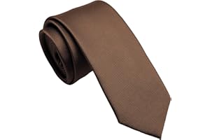 ZENXUS Solid Skinny Ties for Men, 2.5 inch Slim Coco Brown Necktie
