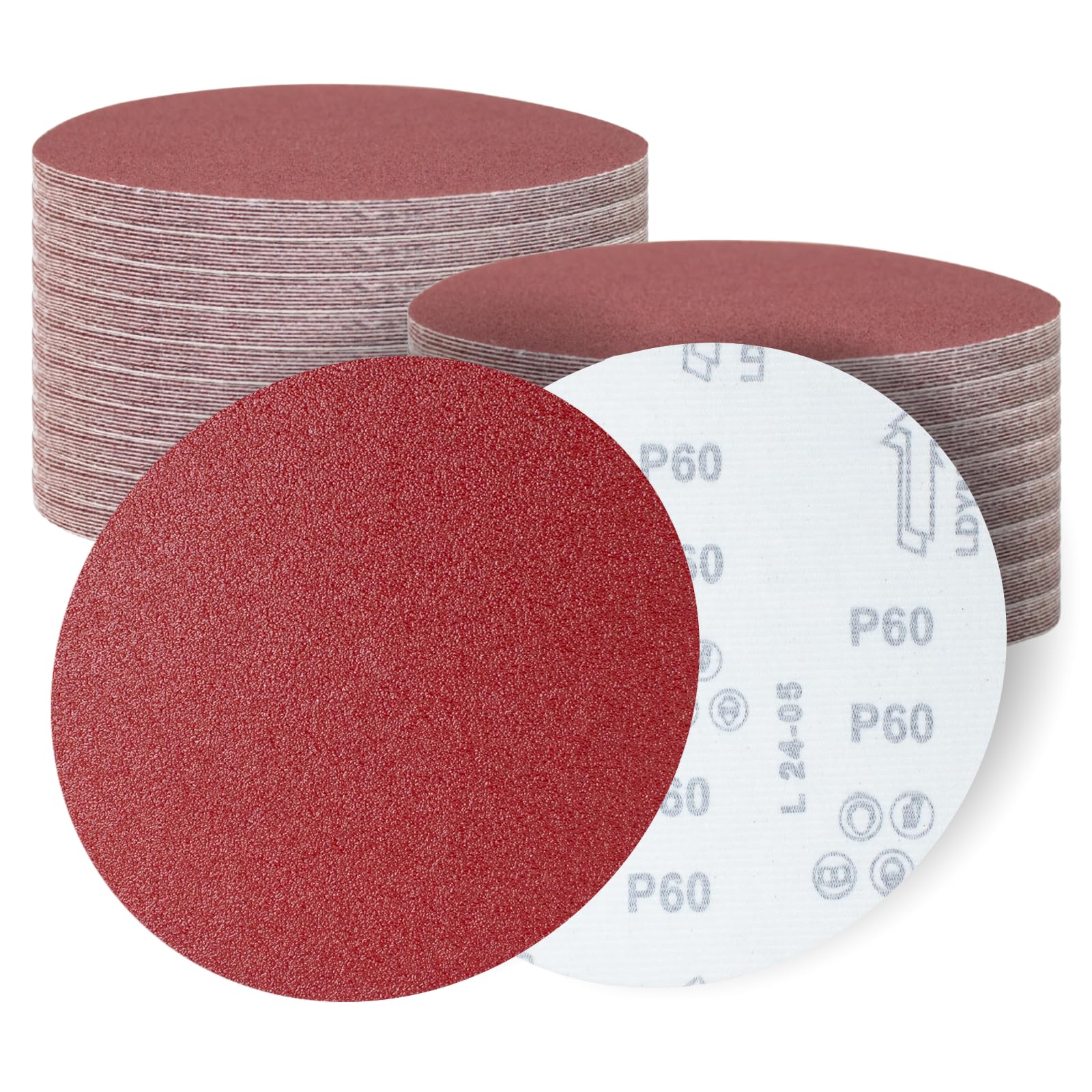 Senmai Tools 180mm Sanding Discs，60 Grits Hook and Loop Sandpaper Sheet for Random Orbital Sander，7 Inch Sanding Disc for Wall Ceiling Sander（30 Pcs）