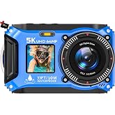 5K Underwater Camera, 33FT Waterproof Camera, 64MP Dual-Screen | Autofocus Point-and-Shoot, Dustproof, Compact, Floatable, 32GB Card, 1500mAh Battery and Type-C for Snorkeling and Vacations