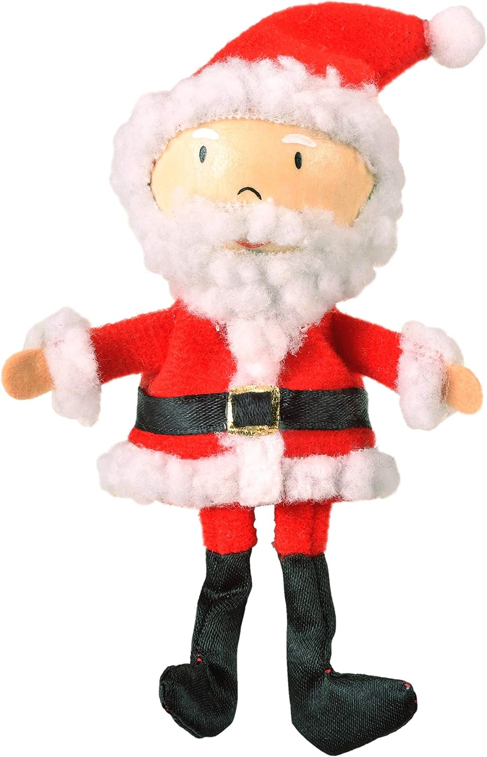 Fiesta Crafts Santa Finger Puppet for Kids, Fabric Interactive Toy with Wooden Head for Role Play Creativity & Sensory Skills