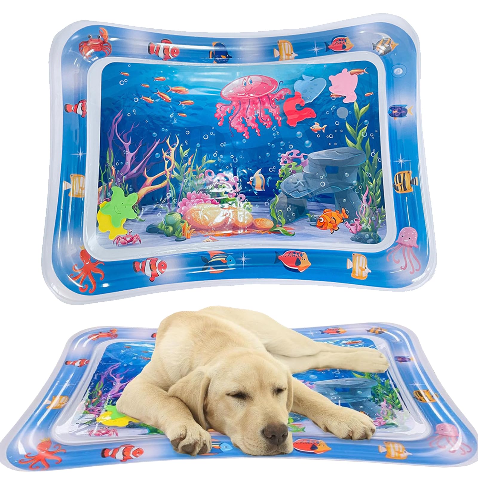 Katslyn Sensory Water Mat for Cats and Dogs - Inflatable Play Mat for Tummy Time, Cool Summer Comfort
