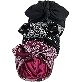 Babalet 3PCS Satin Lined Beanies for Women Pre-Tied Bowknot Chemo Headwear Silky Lined Cotton Sleeping Cap