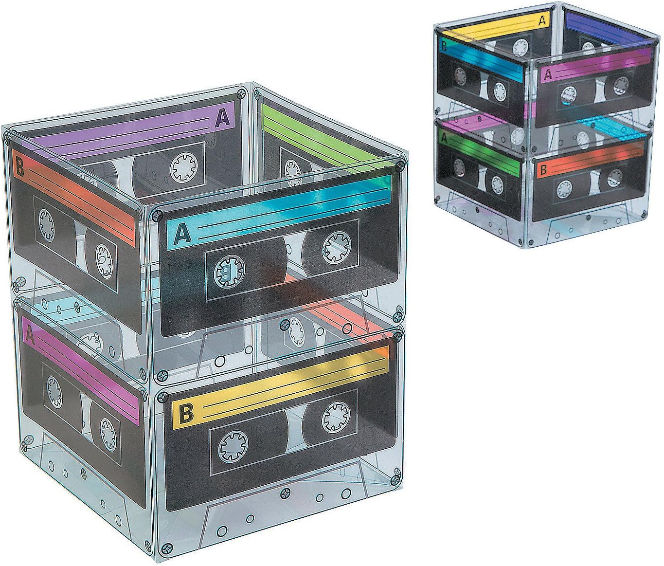 Amazon Com Cassette Tape Bucket Centerpieces Set Of 6 80 S Party Supplies Toys Games