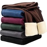 Chicduo 6 Pack Girls Winter Fleece Lined Leggings Cotton Pants Kids Thick Warm Pants Thermal Soft Leggings for Girls