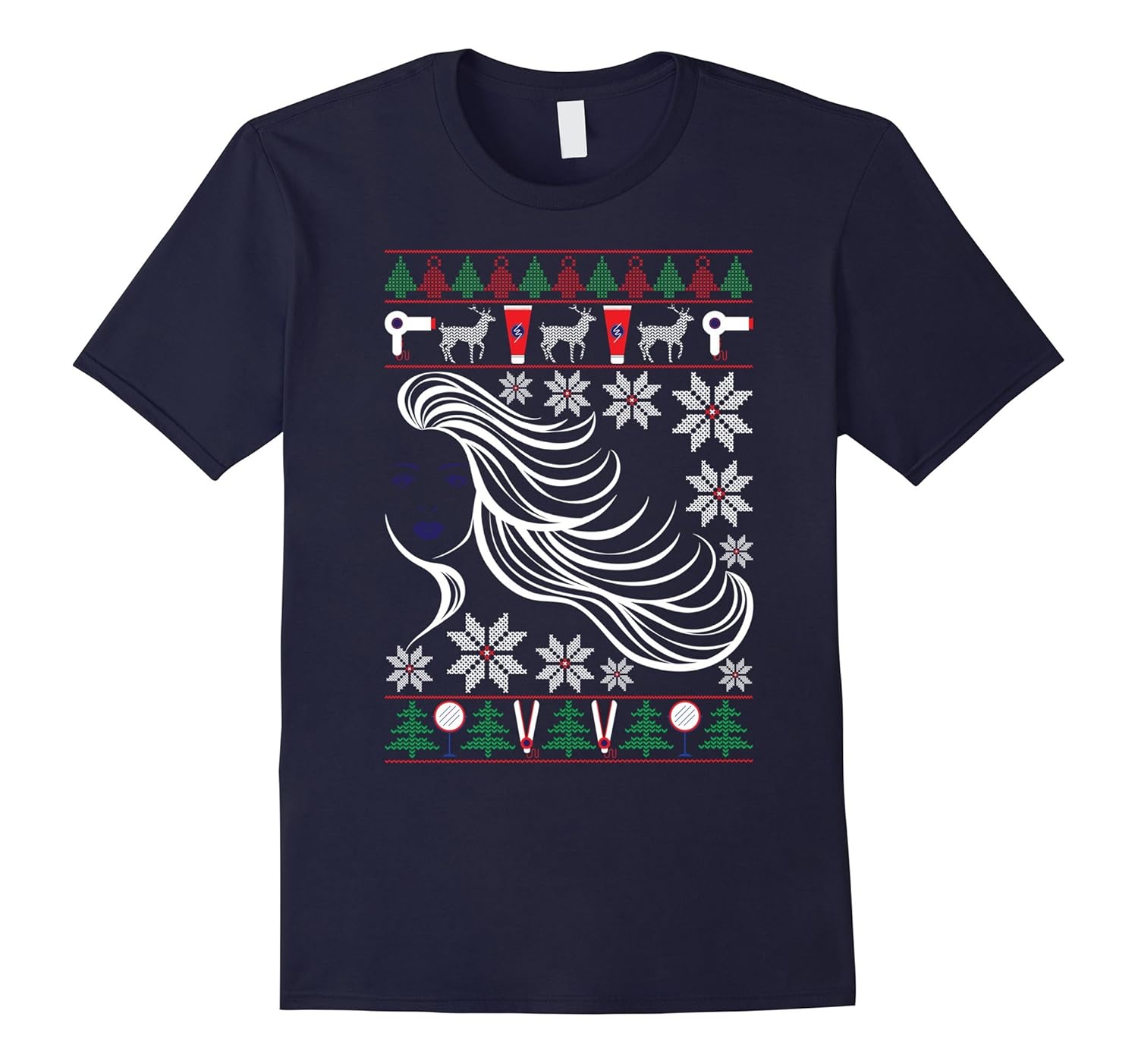 Hairstylist Ugly Christmas Sweater Funny Holiday T-Shirt-ANZ