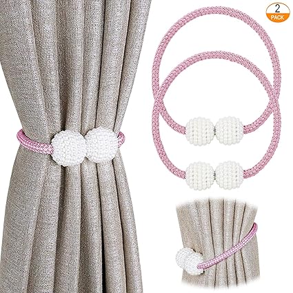 Pinowu Magnetic Curtain Tiebacks Clips 2 Pack Window Tie Backs