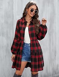 Blooming Jelly Womens Plaid Dresses Fall Shirt