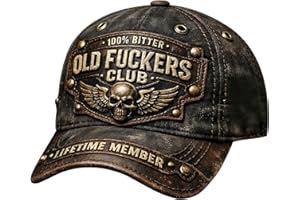 Old Fuckers Club Vintage Baseball Cap, 100% Bitter Lifetime Member Embroidered, Adjustable Distressed Funny Hat for Men