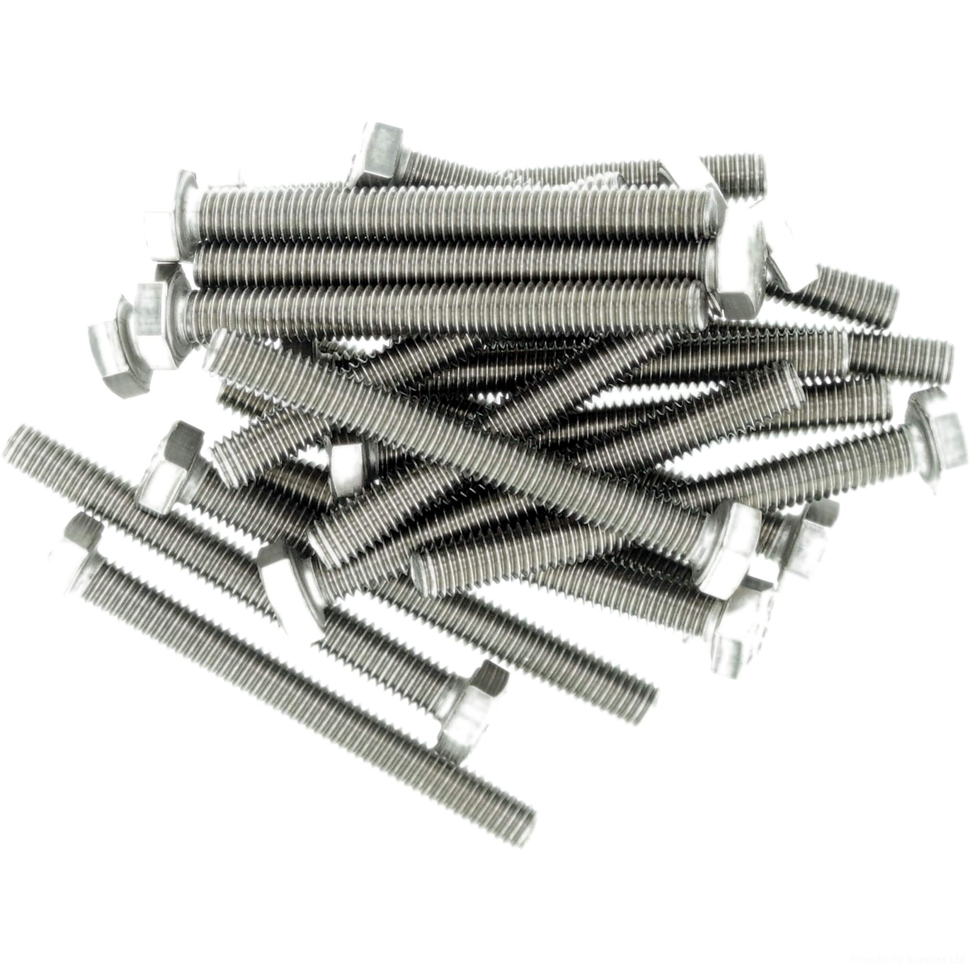 M2.5 (2.5mm x 4mm) Hex Bolt (Fully Threaded Setscrew) - Stainless Steel (A2) (Pack of 20)