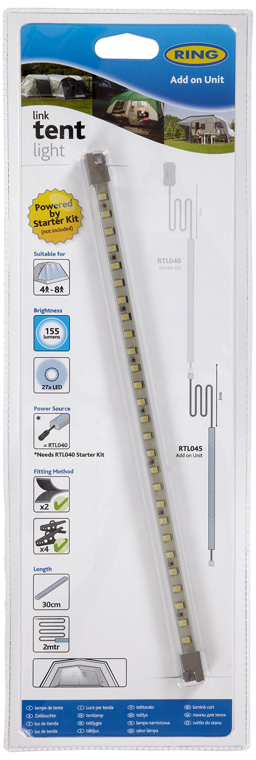 Ring Automotive RTL045 27-LED Add on Tent Light, 12/230 V