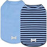 KYEESE 2Pack Dog Shirt, Soft Striped Dogs T Shirts, Lightweight Doggie Tank Top Cat Clothes, Sleeveless Dog Shirt for Small Dogs, Stretchy Pet Vest, Dark Blue, Medium
