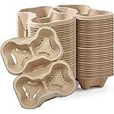 Tearable 4 to 2 Cup Drink Carrier - Biodegradable Convertible Cup Holder for Hot/Cold Beverages (8oz-32oz) - Pulp Fiber to Go for Restaurants, Takeout/Delivery (100 Pack)