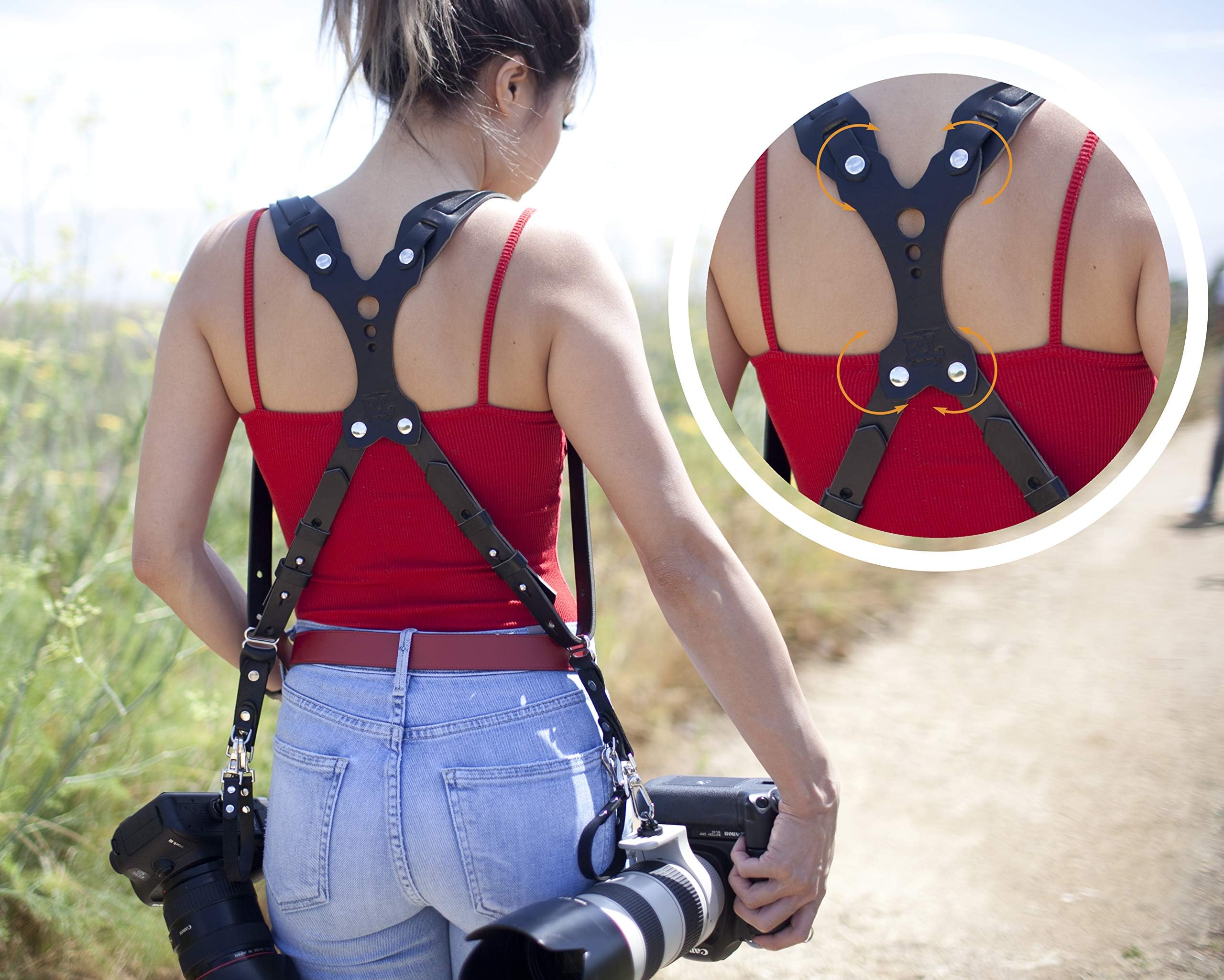 Clydesdale Lite-Dual Handmade Leather Camera Harness, Sling & Strap RL Handcrafts. DLSR, Mirrorless, Point & Shoot Made in The USA