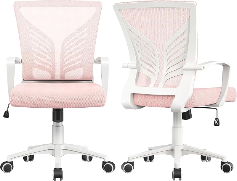 Sedia da Scrivania Ufficio Ergonomica Portata 136kg (2, Rosa)