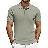 PJ PAUL JONES Men's Short Sleeve Waffle Texture Polo Shirt