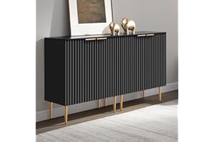 SICOTAS 57" Modern Sideboard Buffet Cabinet - Elegant Storage Credenza with 4 Doors & Adjustable Shelf, Space-Saving Console Coffee Bar Table for Entryway, Kitchen, Living Room or Hallway
