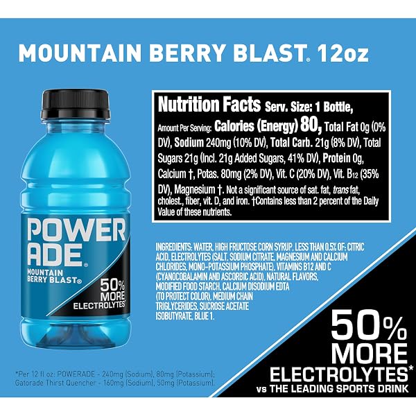 POWERADE SPORTS DRINK MOUNTAIN BERRY BLAST, 12 OUNCE (PACK OF 8)