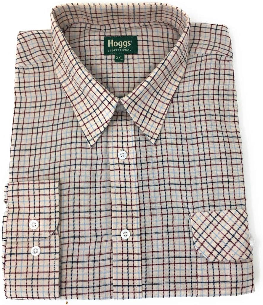 Poly/Cotton Country Check Shirt (Medium, Wine/Navy/Blue Check)