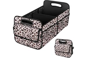 NEWFOM Trunk Organizer for Car, Collapsible SUV Trunk Organizer, 70L Car Accessories for Women/Men, Car Organizers and Storage for Car/SUV/Truck-Large-Leopard print