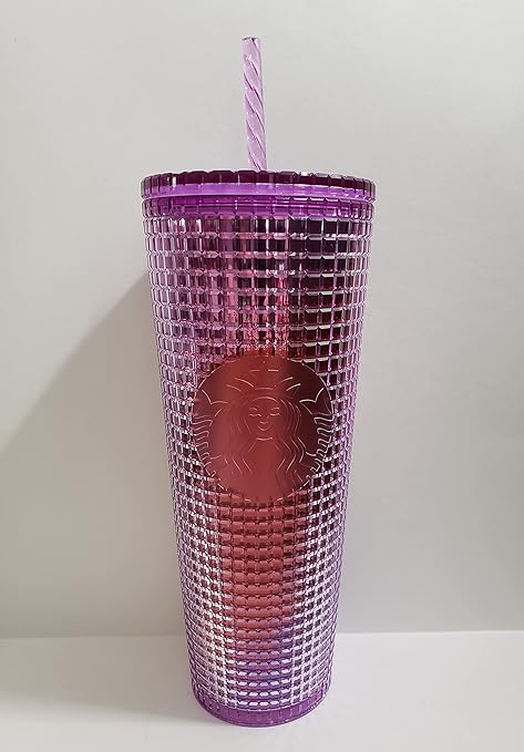 photo Blue And Purple Studded Starbucks Cup starbucks 2021 summer purple and reddish hue grid kaleidoscope 24 oz venti tumbler