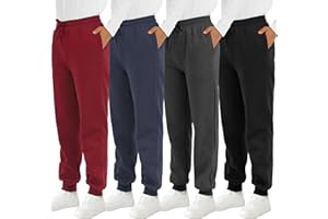 Resinta 4 Pack Boys' Fleece Sweatpants Kids Athletic Jogger Pants with Pockets Drawstring