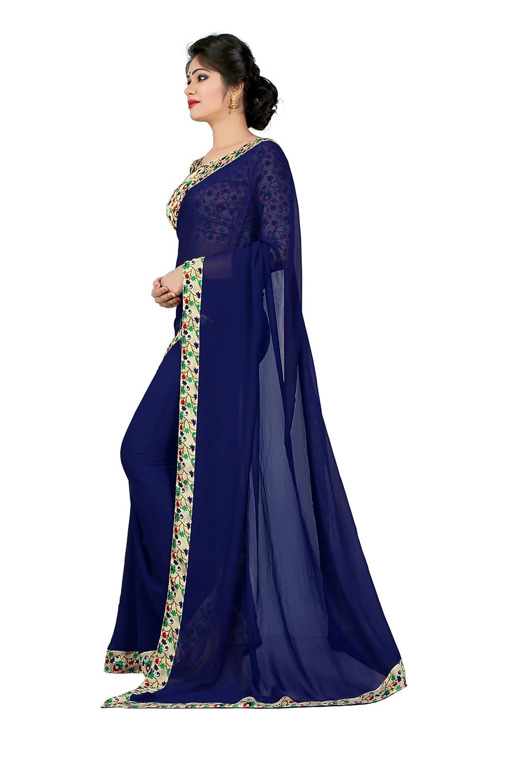 oomph! women's georgette saree with blouse piece
