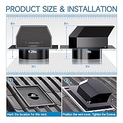 Hon&Guan 4 Inch Roof Vent Cap, Upgraded Airflow