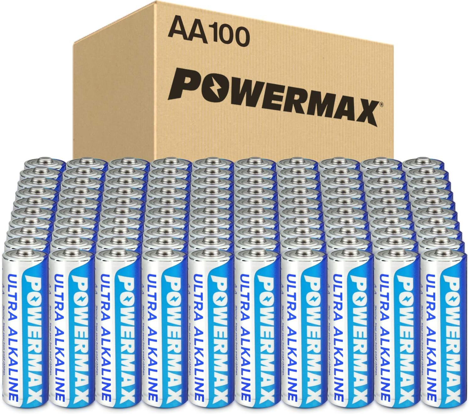Powermax 100Count AA Batteries, Ultra Long Lasting
