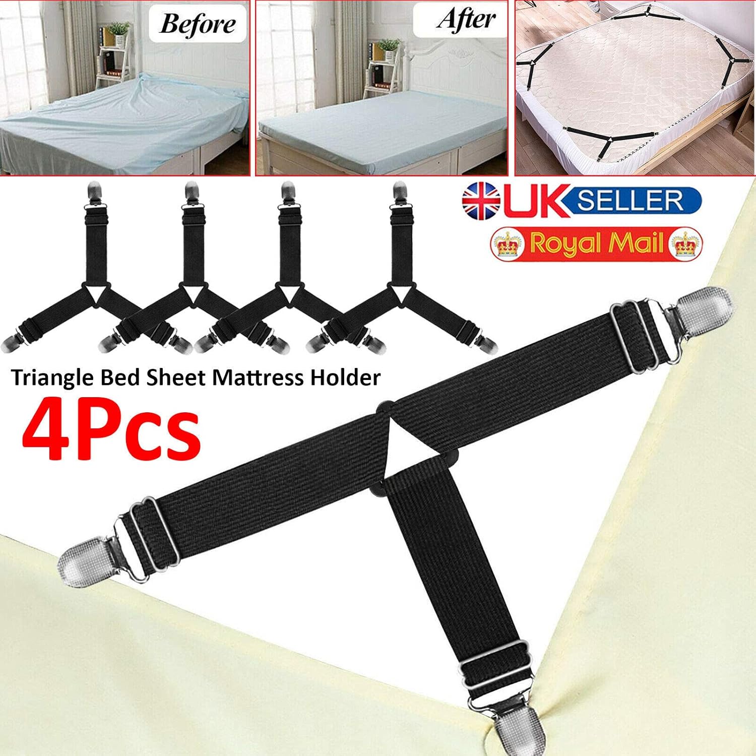 For Bed Sheets Triangle Bed Sheet Fasteners with Heavy Duty Gripper