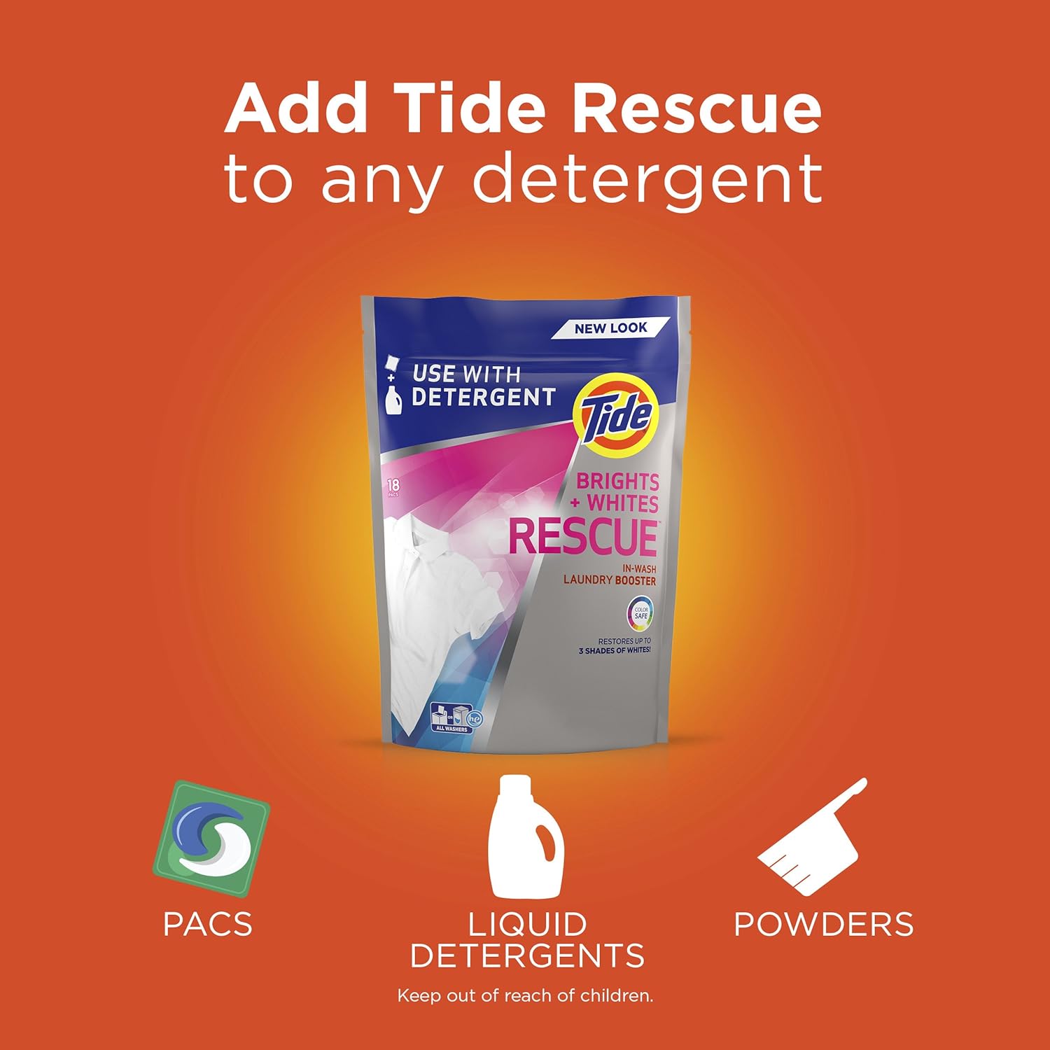 Tide Bright + Whites Rescue In-wash Laundry Booster Pacs, 27Count (Packaging May Vary): Health & Personal Care