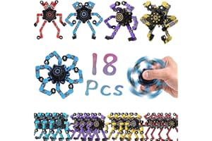 SENGTIN 18pcs Random Fidget Spinners,DIY Deformable Robot Fingertip Toys,Decompression Spinner,Deformable Creative Mechanical Gyro Toys,Stress Relief Mechanical Chain Toy for Kids Adults，Party Supplies
