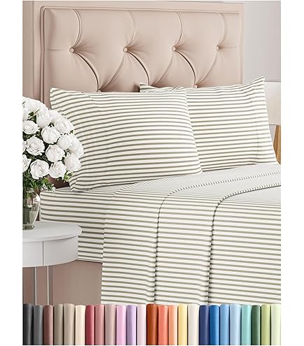 Sleep Zone Parure De Lit 4 Pièces Rafraîchissante à Rayures - Drap