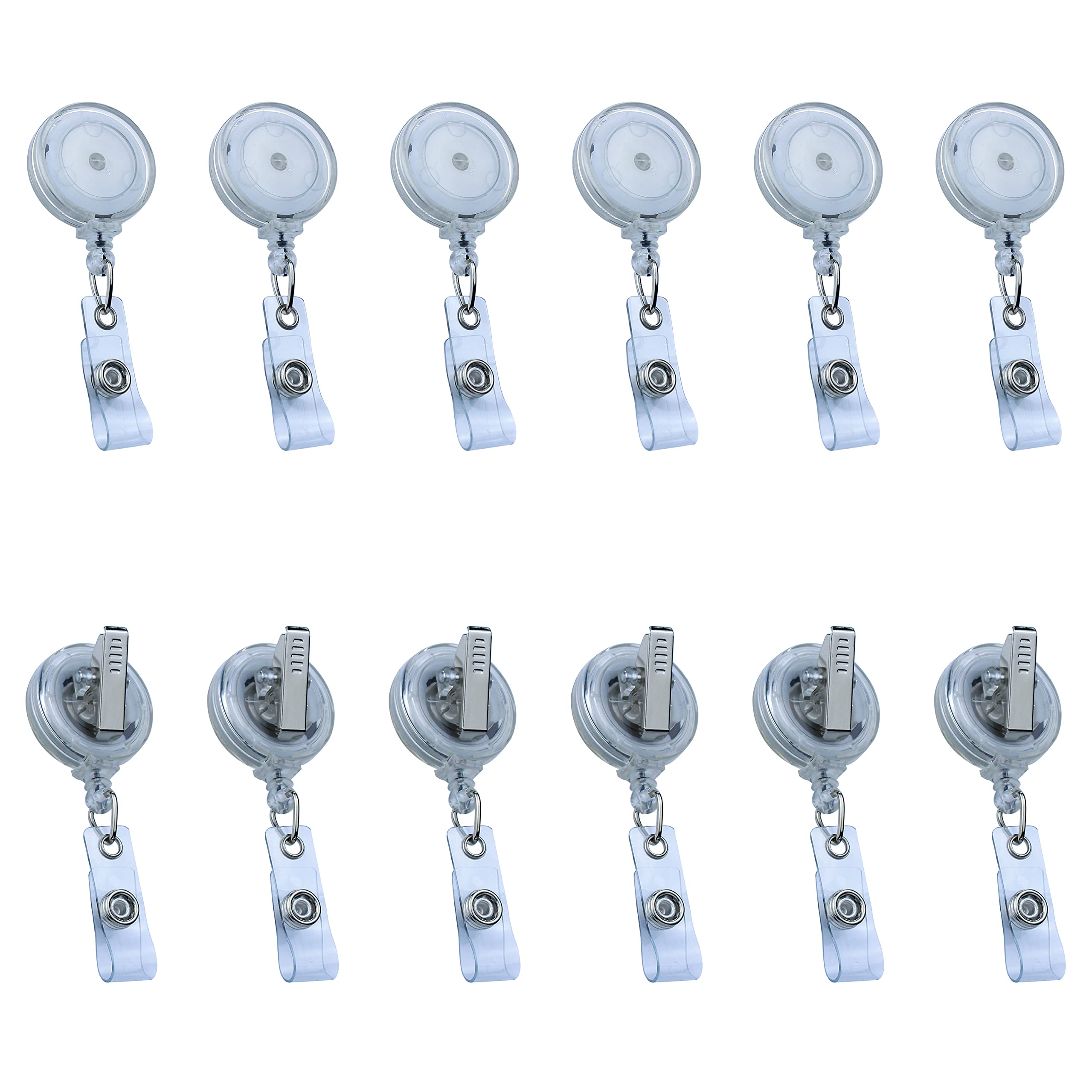 Bestom 12 Pack Bulk Premium Clear Retractable ID Badge Card Reel with Clear Vinyl Strap & Alligator Swivel Clip No-Twist Dispenser ID Badge Card Holder for Nurse BR21207621(Clear, 12 Pack)