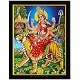 SHREE GANESH ENTERPRISE GIFTING SOLUTIONS Goddess Ambe MATA Photo Frame Ambika Durga Sherawali Maa Painting Pooja Wall Hanging (Wood, Poster with Frame, Multicolour, 23.5x1x31cm)