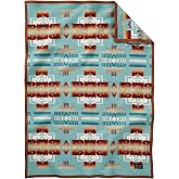 Pendleton Chief Joseph Crib Blanket 32" x 44" - Wool Cotton, Reversible | Soft, Durable Baby Blanket for Home and Travel, Aqua