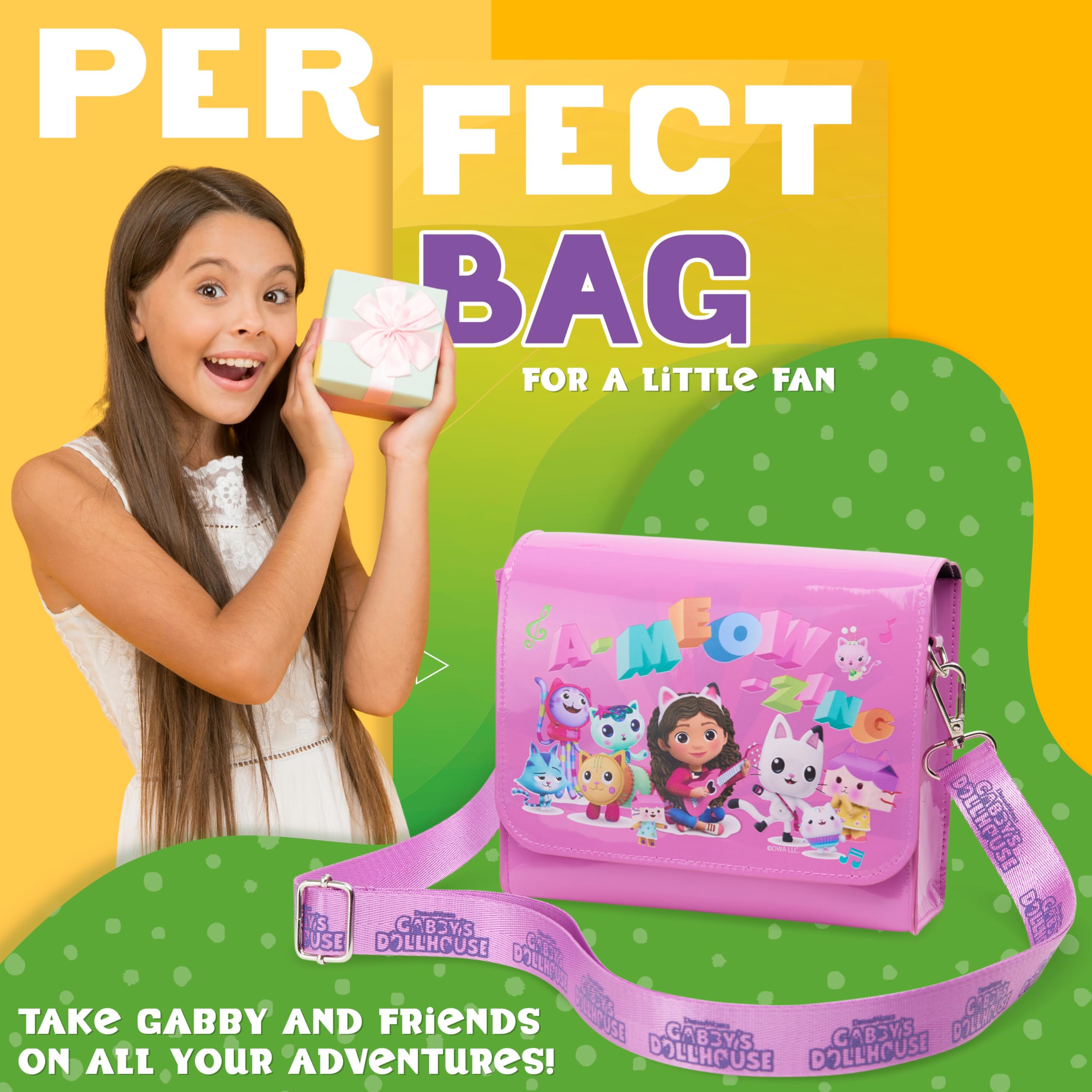 Gabby's Dollhouse Girls Purse, Cute Shoulder Bag with Adjustable Strap - Girls Gifts