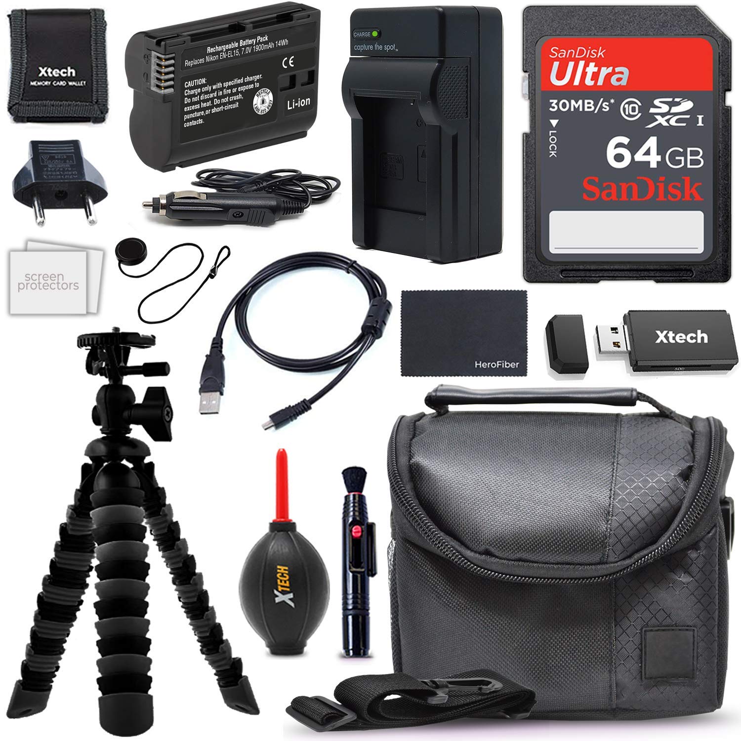 Professional Camera Accessories Kit for Nikon Z5, Z6, Z7, Z6 Mark II, Z7 Mark II Digital Cameras w/C