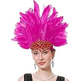 Rulala Fancy Women's Feather Headpiece Handmade Rhinestones Headband Halloween Showgirl Cosplay Headwear Accessories