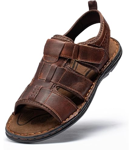 Mephisto Men’s Size 45 EU Size 12 US Leather  Chestnut Shark Sandals Mephisto Shark Fit Chestnut Waxy/Tan Grain Sandal Men main image 4