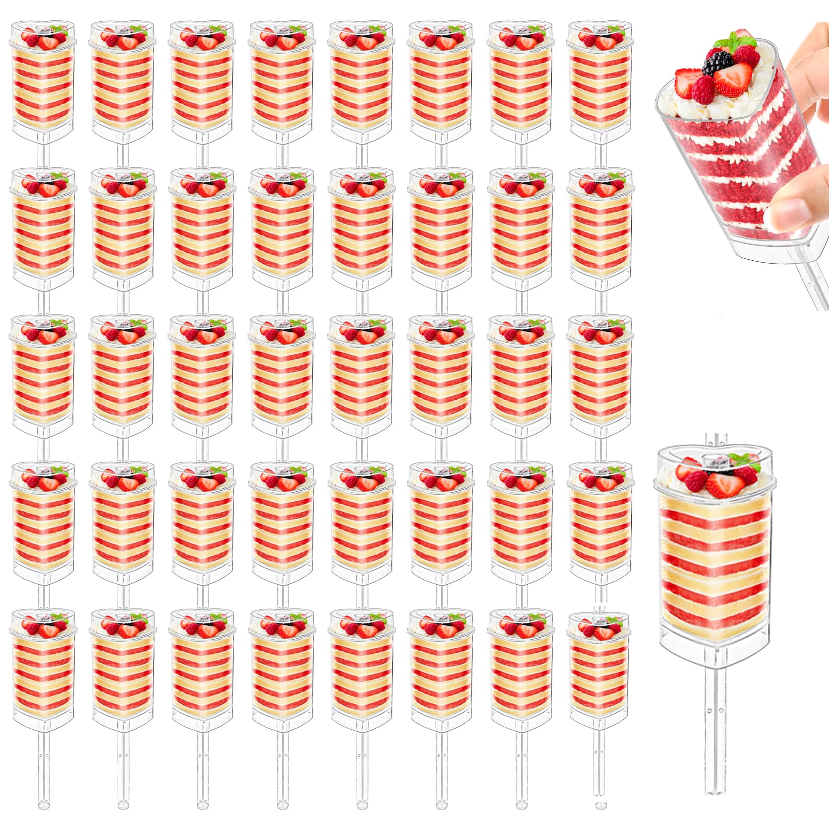 Photo 1 of Jucoan 50 Pack Cake Pop Shooter, Heart Shape Plastic Jelly Ice Cream Cupcake Push Cake up Pop Containers with Lids for Wedding Kid Birthday Bridal Shower Graduation Party Dessert Table