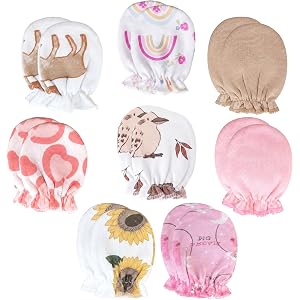 8 Pairs Newborn Baby Mittens No Scratch Infant Baby Cotton Gloves Newborn for 0-6 Months Baby Boys Girls