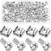 Dunzy 100 Sets M6 x 20mm Rack Mount Cage Nuts Screws Washers Server Cabinet | Stainless Steel Square Insert Nuts, with a Transparent Plastic Box, Suitable for Installing Various Server Rack Hardware