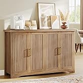 Memobarco Fluted Buffet Cabinet with Storage Accent Sideboard,Modern Credenza with 4 Doors & Adjustable Shelves,Wood Coffee B
