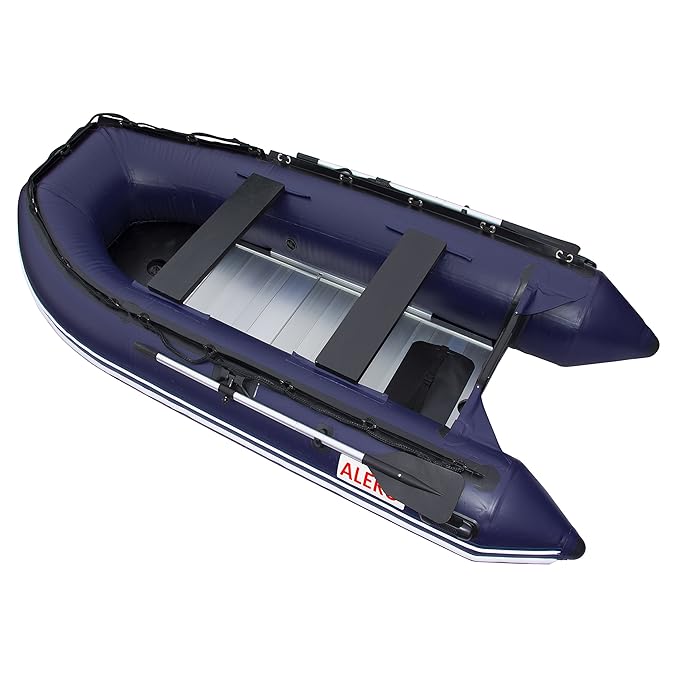 ALEKO® 12.5 Ft Blue Inflatable Boat with Aluminum Floor Heavy Duty