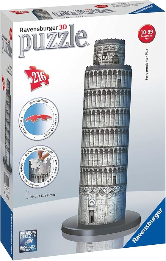 Ravensburger 12557 Puzzle 3D Building 216 Pièces Tour de Pise